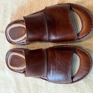 Born Rich Brown Leather Slides